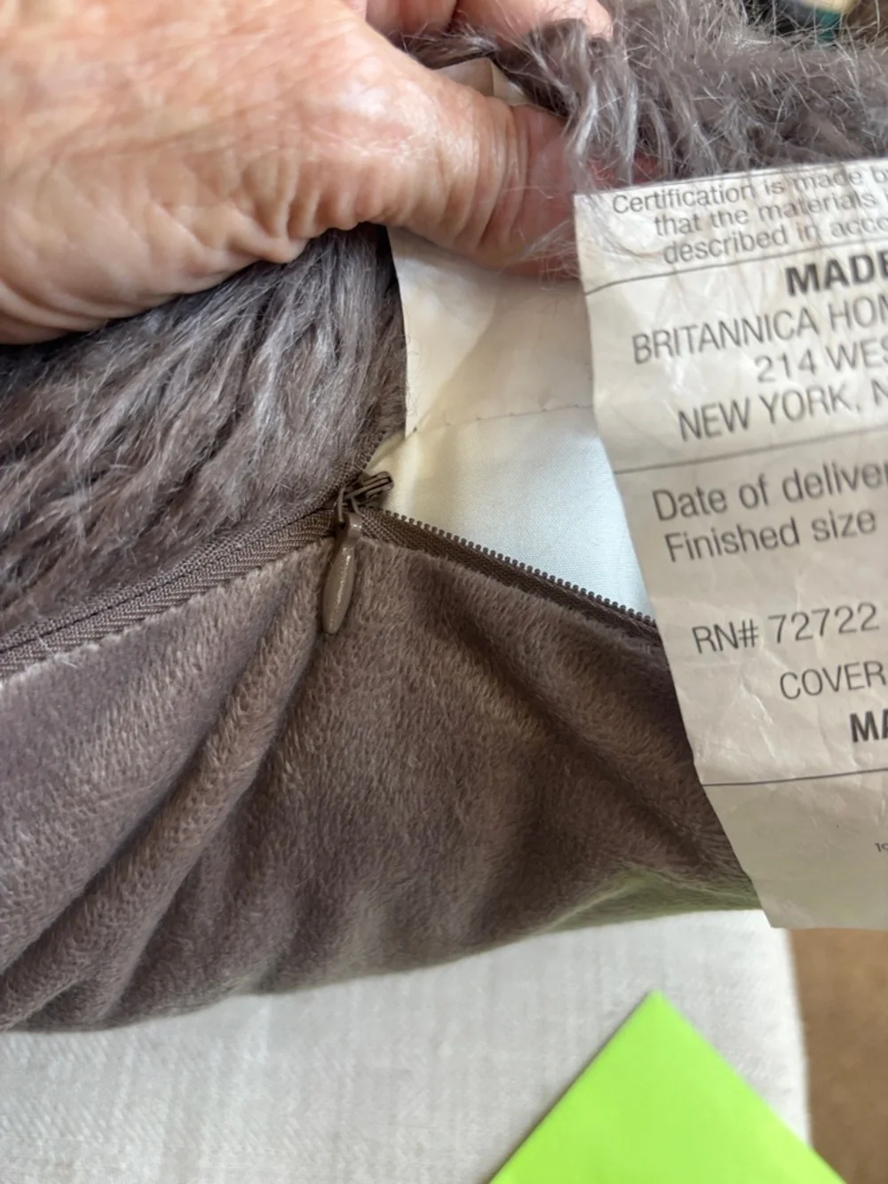 Koolaburra by UGG Klara Faux Fur Decorative Pillow Grey Plush Accent Cushion NWT